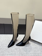 The Row Knee-High Boots 85mm Black Mesh Cowhide 451298