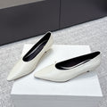 The Row 25ss TR Kitten heel Pointed Toe Shoes 35mm White Sheepskin451303