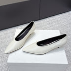 The Row 25ss TR Kitten heel Pointed Toe Shoes 35mm White Sheepskin451303