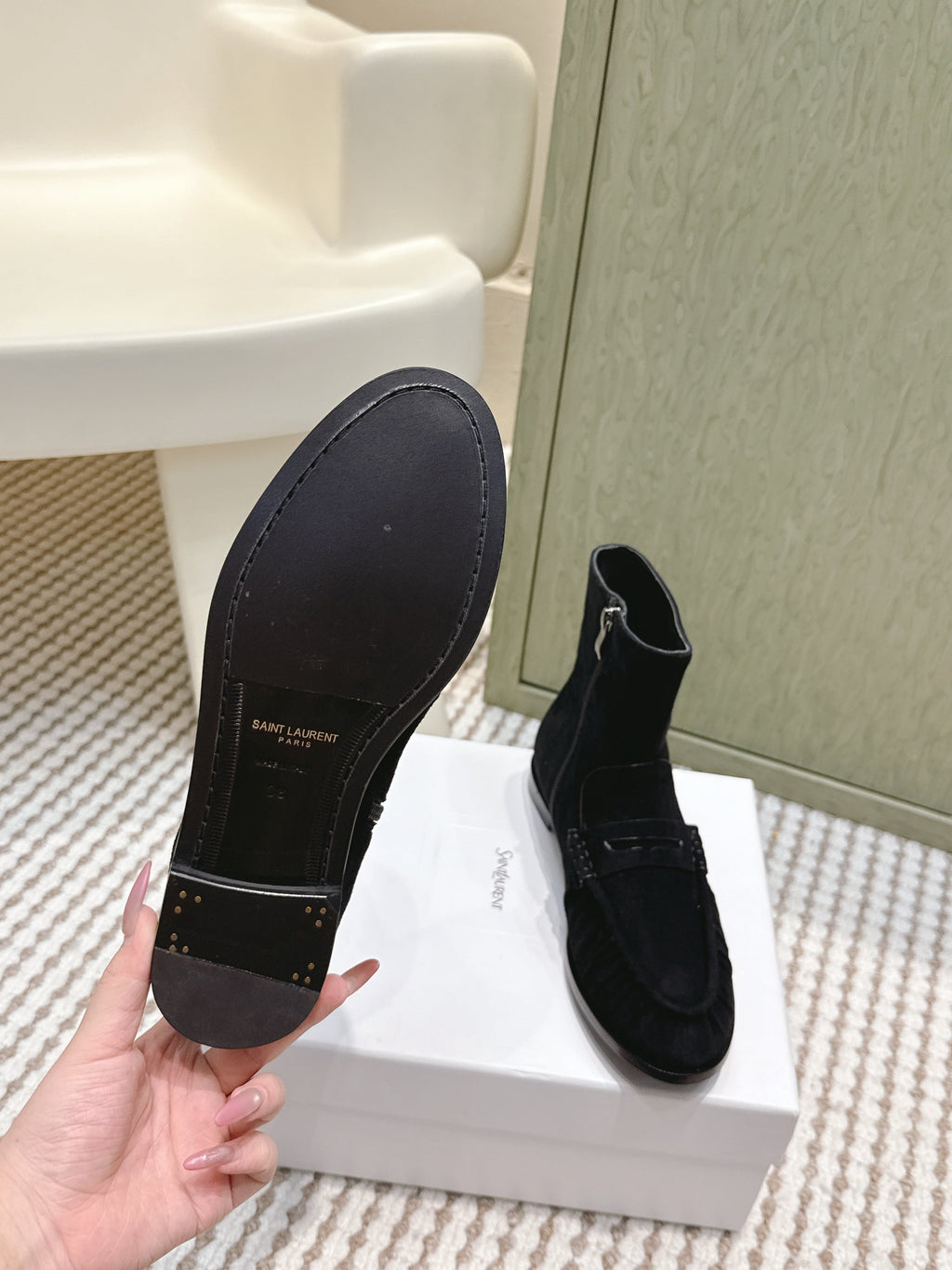 YSL 2025 High-top Loafer Black Suede 569417