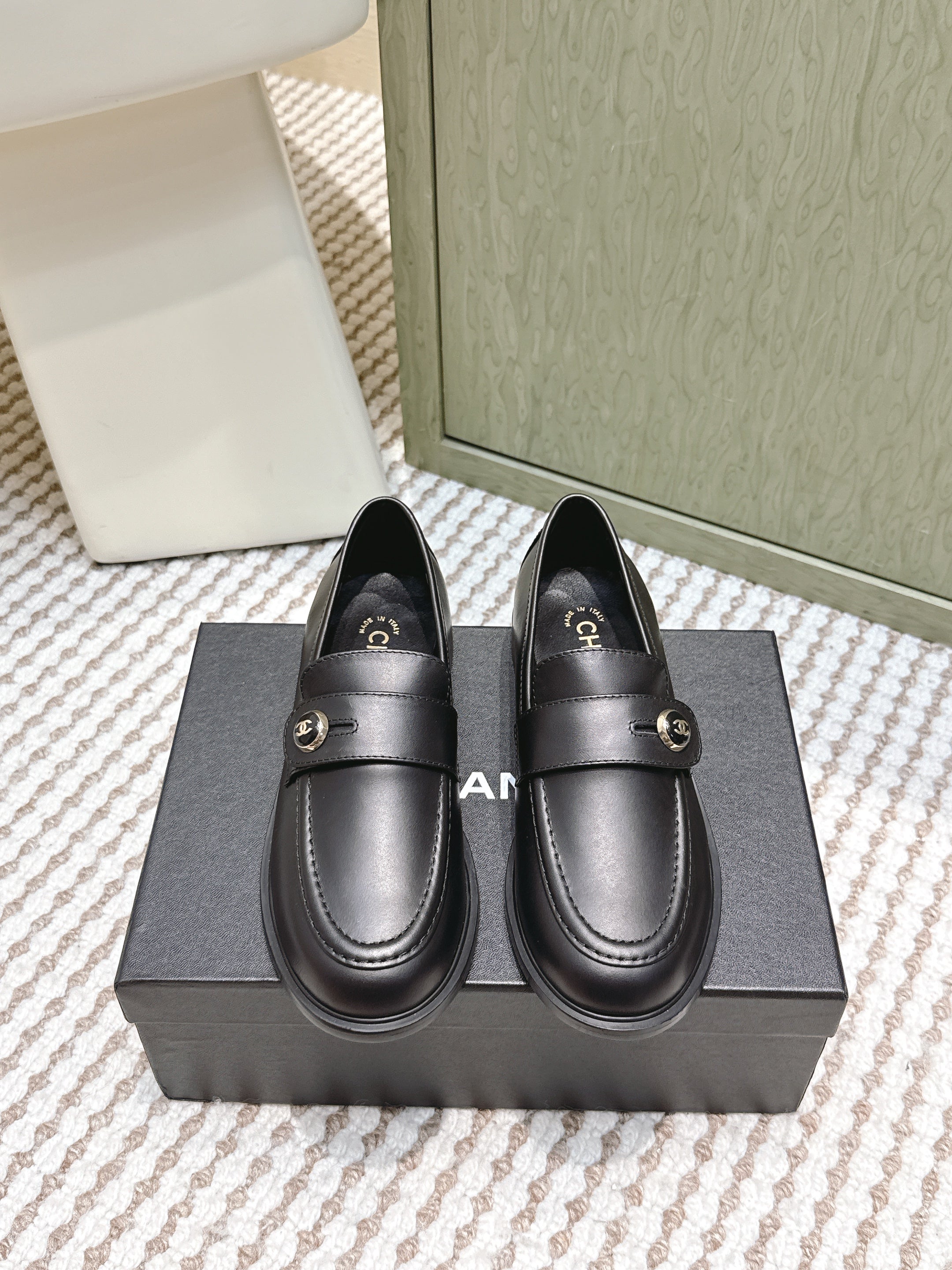 CC 26SS Loafers 3cm Black Cowhide 653489
