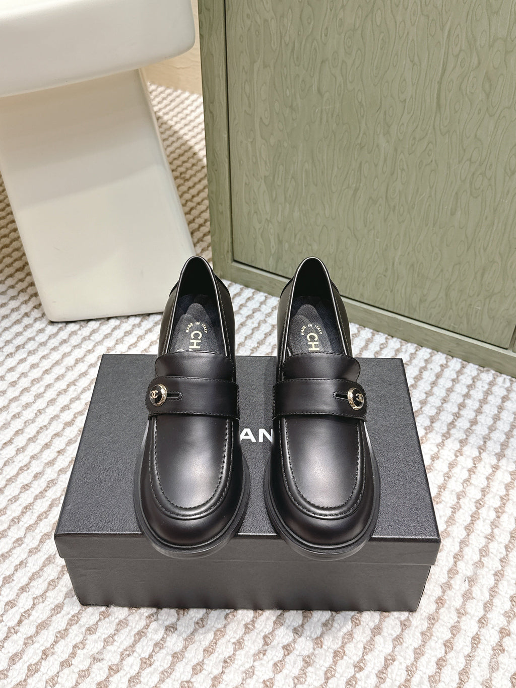 CC 26SS Loafers 6cm Black Cowhide 653495