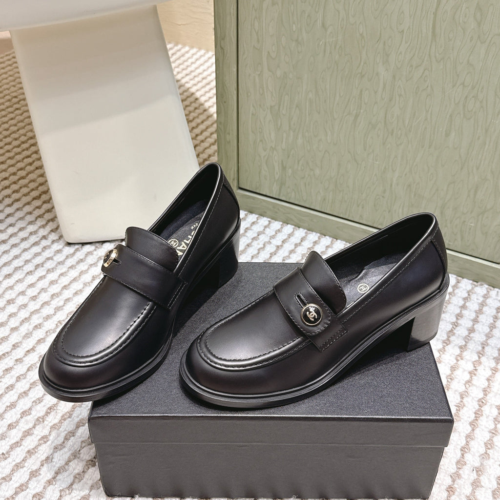 CC 26SS Loafers 6cm Black Cowhide 653495