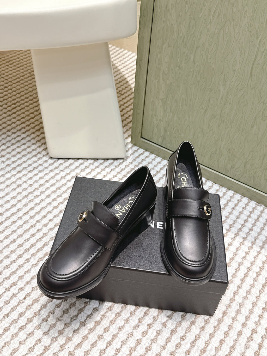 CC 26SS Loafers 6cm Black Cowhide 653495