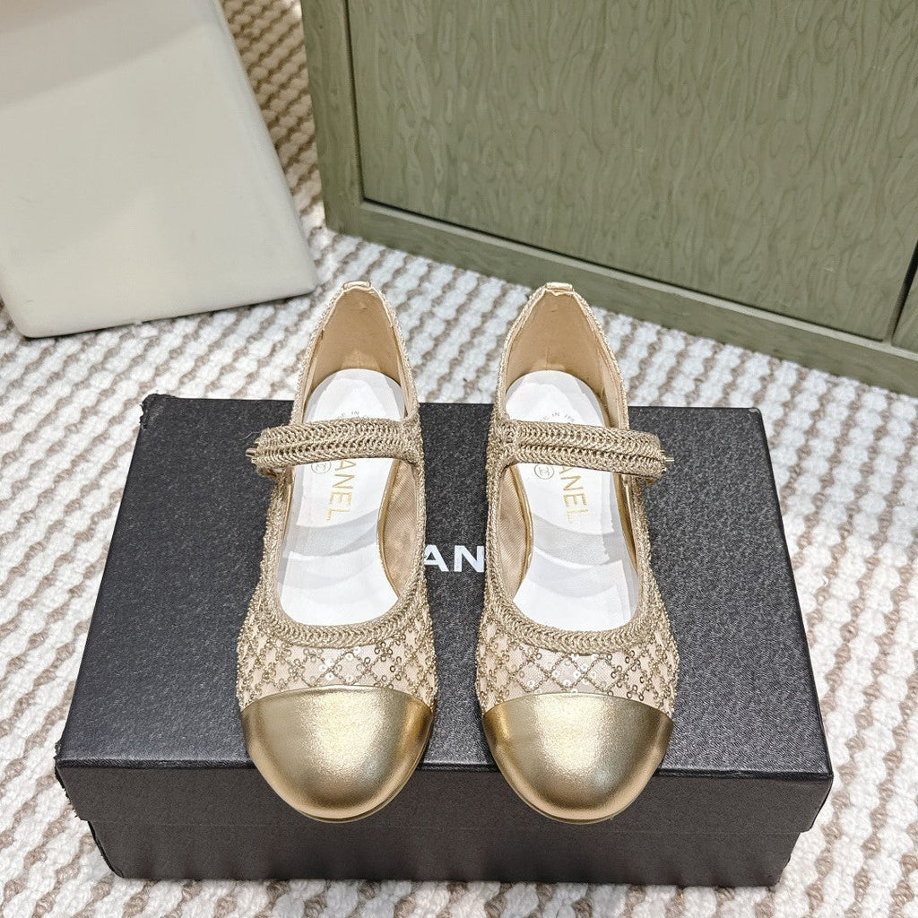CC 25s AW Ballet Flat Gold Sequin Woven 612349