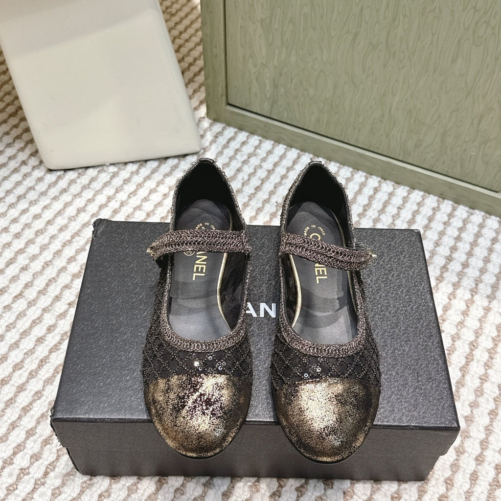 CC 25s AW Ballet Flat Black Sequin Woven 612351