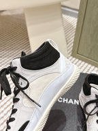 CC 26s High-Top Sneakers In Black And White Calfskin And Suede