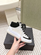 CC 26s High-Top Sneakers In Black And White Calfskin And Suede