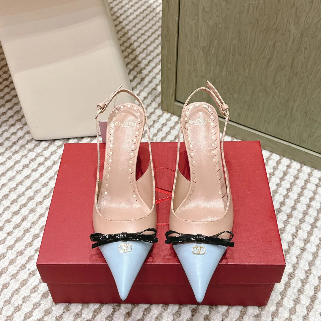 VT 26s Slingback 70 Beige Blue Calfskin 612245