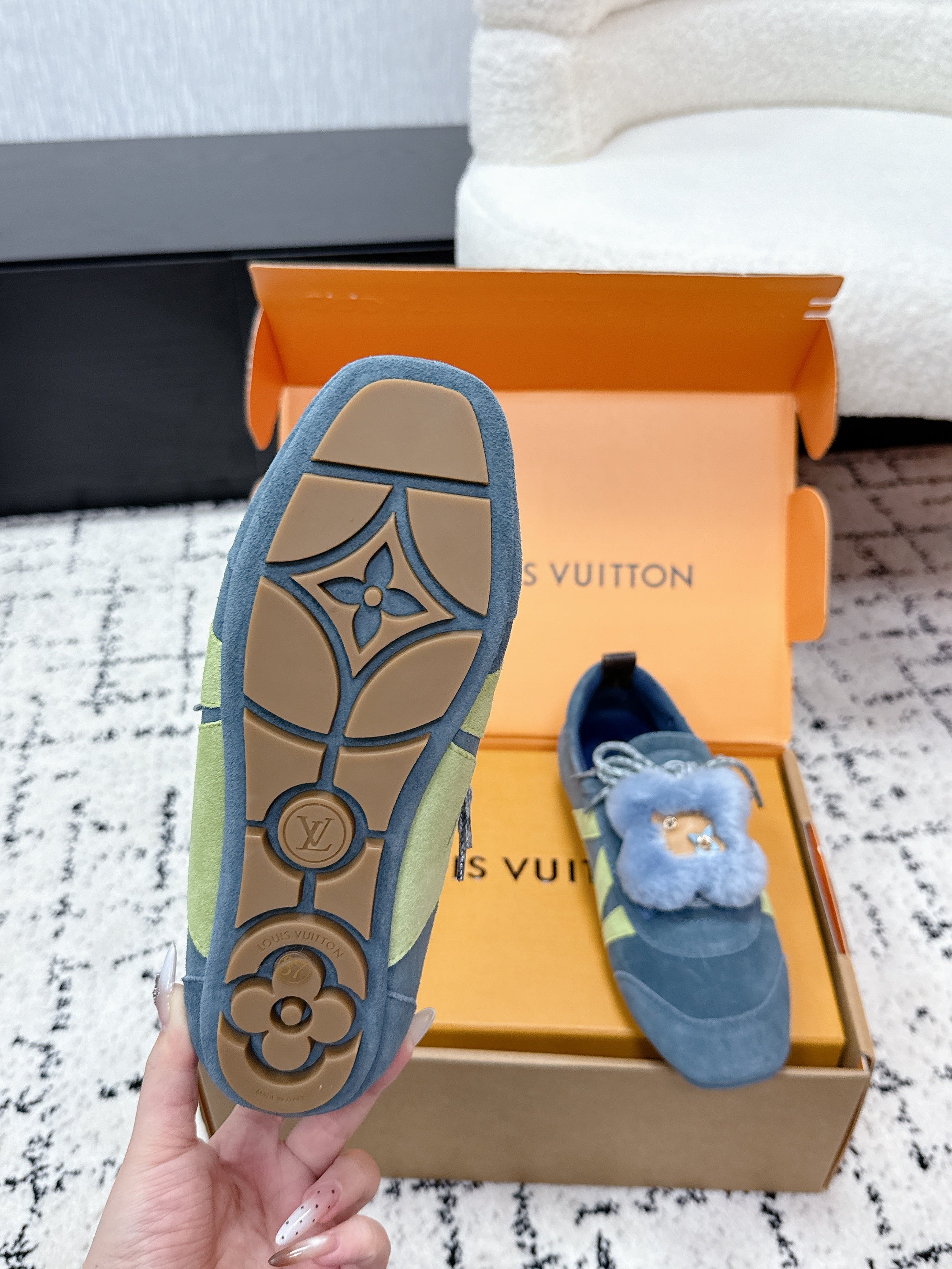 LV Sneakerina Sneaker With Vivienne Blue Suede 616955