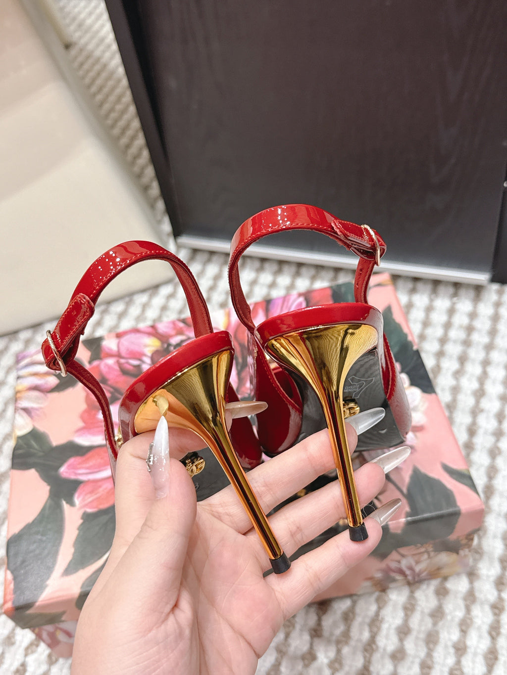 DG Rainbow Slingbacks Red Patent Leather 663072