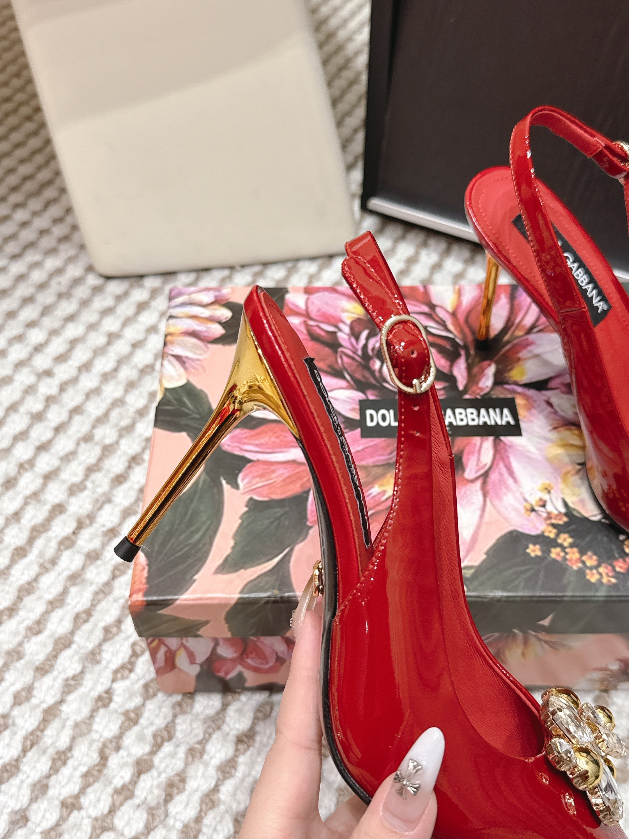 DG Rainbow Slingbacks Red Patent Leather 663072