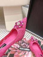 DG Pumps Crystals 6.5cm Hot Pink Taormina Lace 663077