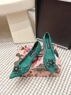 DG Pumps Crystals 6.5cm Teal Green Taormina Lace 663078
