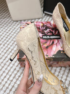 DG Pumps Crystals 6.5cm Beige Taormina Lace 663080