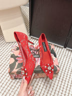 DG Pumps Crystals 6.5cm Red Taormina Lace 663081