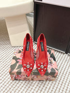 DG Pumps Crystals 9cm Red Taormina Lace 663084