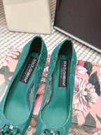 DG Pumps Crystals 9cm Teal Green Taormina Lace 663087