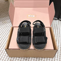 Miu 26s Velcro Sandals Black Nylon Suede 632329