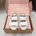 Miu 26s Velcro Sandals Ivory Nylon Suede 632330