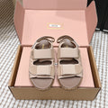Miu 26s Velcro Sandals Light Brown Nylon Suede 632331