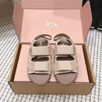 Miu 26s Velcro Sandals Light Brown Nylon Suede 632331