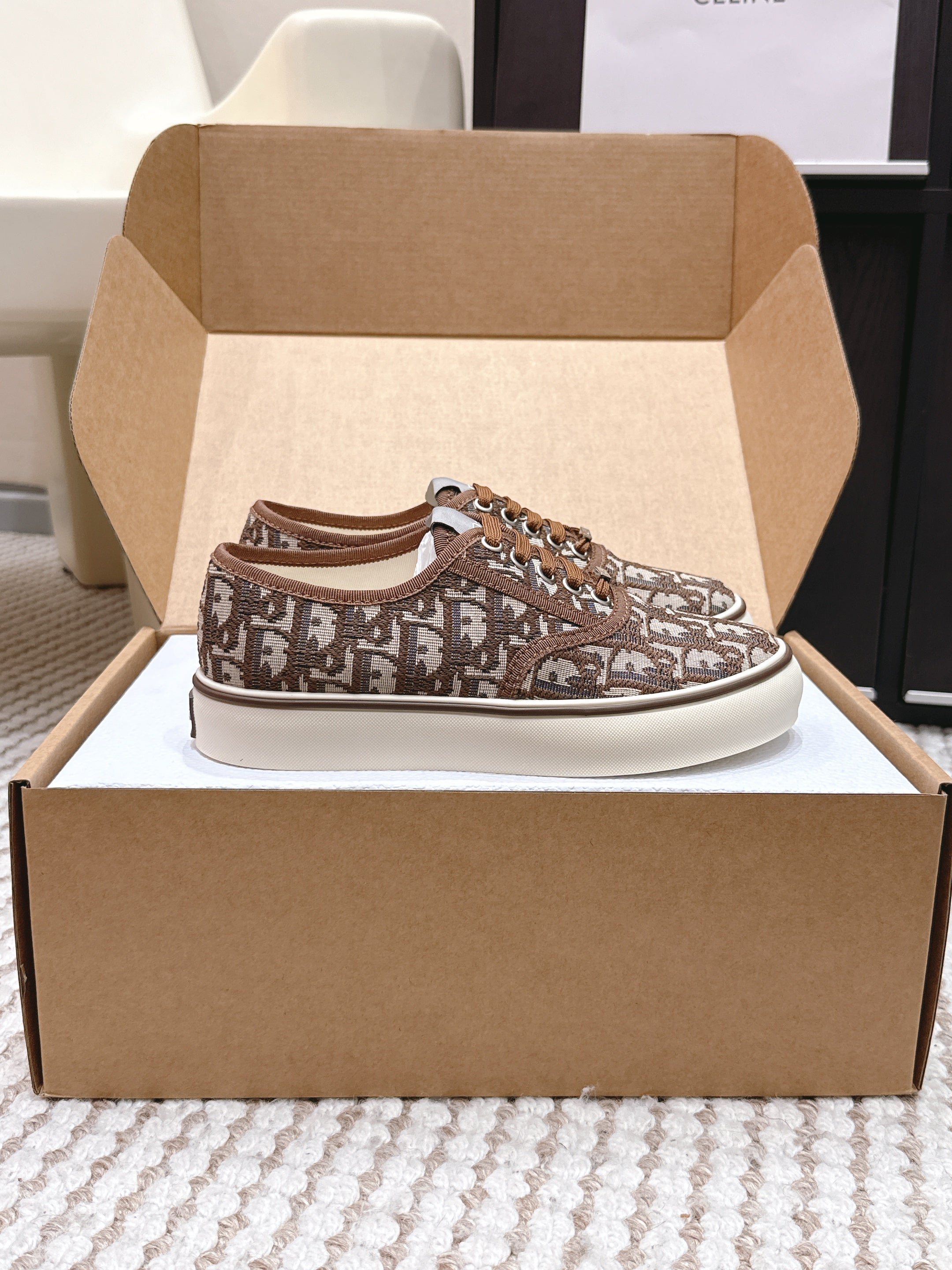 CD Saltwind Sneaker Brown Oblique Jacquard Cotton 632434