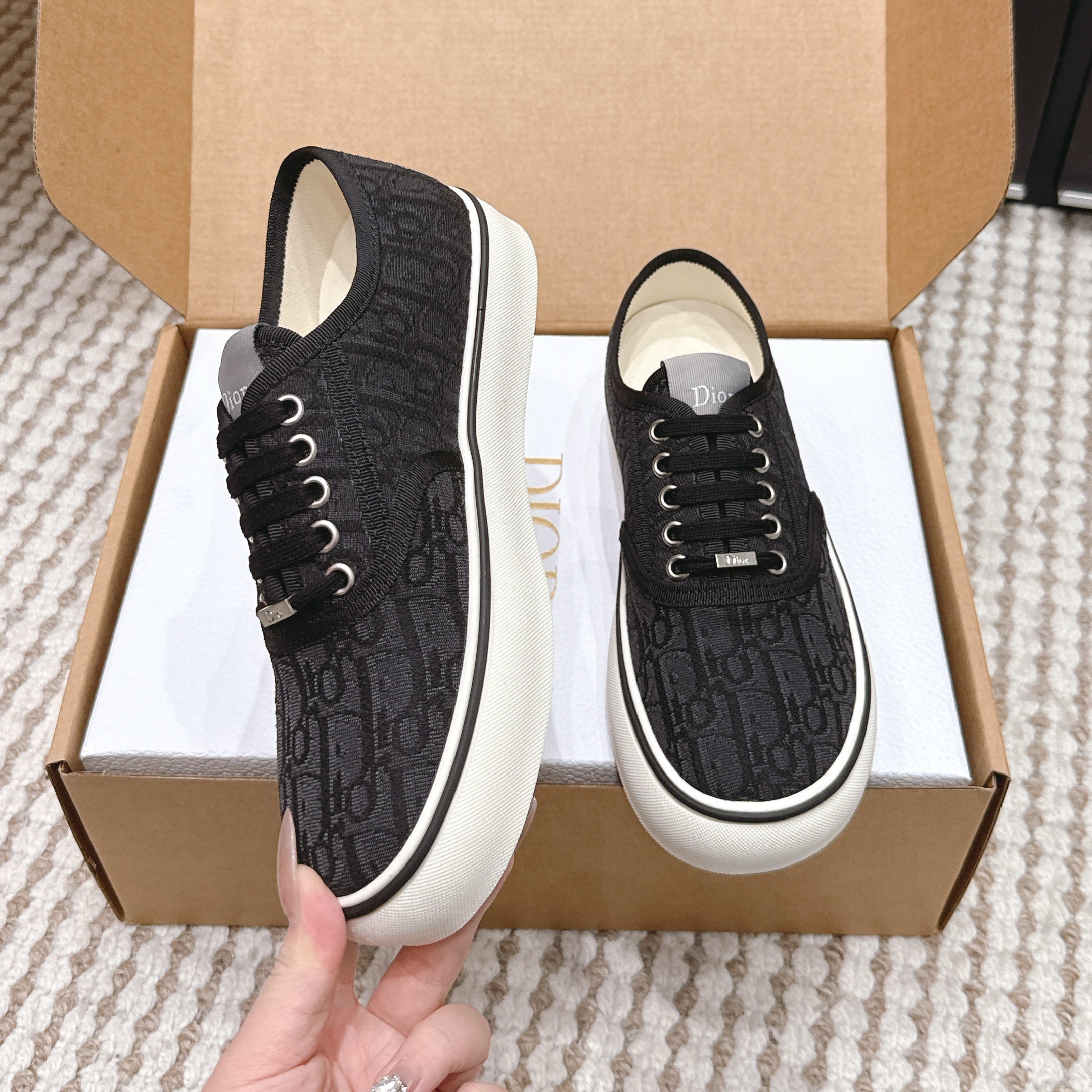 CD Saltwind Sneaker Black Oblique Jacquard Cotton 632435