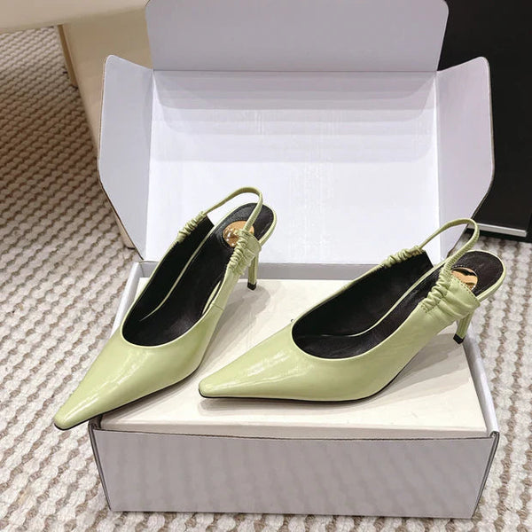 YSL 26ss Slingback 75 Light Green Glossy Leather 654716