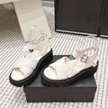 PRA 2026S Platform Sandals White Black Canvas 657527