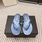 CC 26ss Flip-Flops Dark Blue Metalic Sheepskin 653599
