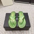 CC 26ss Flip-Flops Green Metalic Sheepskin 653602