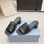 PRA 2026S High Heel Slippers 55 Black Leather 658335