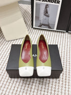 CC 2026 Ballet Flat Green White Lambskin 721412
