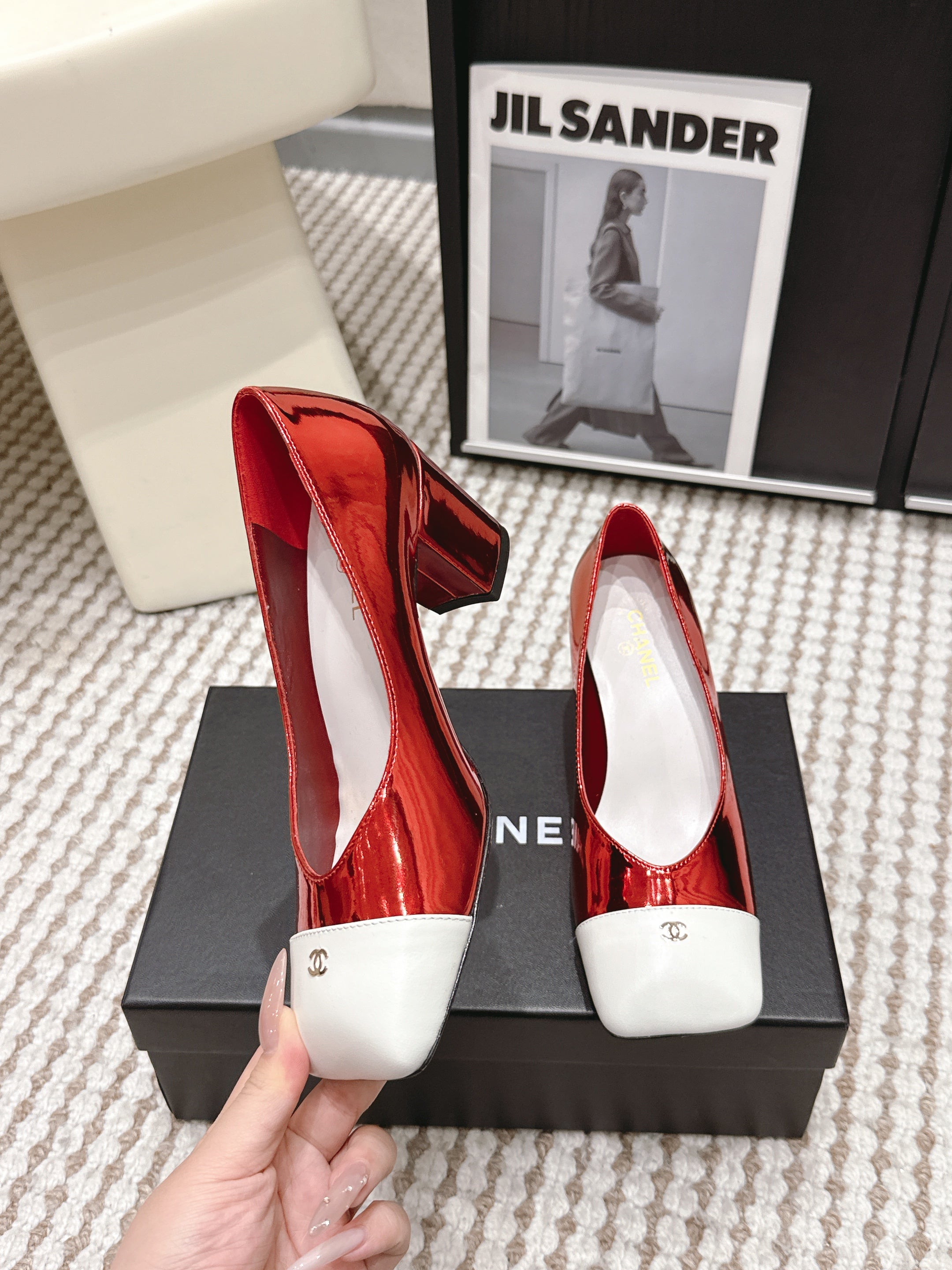 CC 2026 Pump 6cm Red White Patent Leather 721419