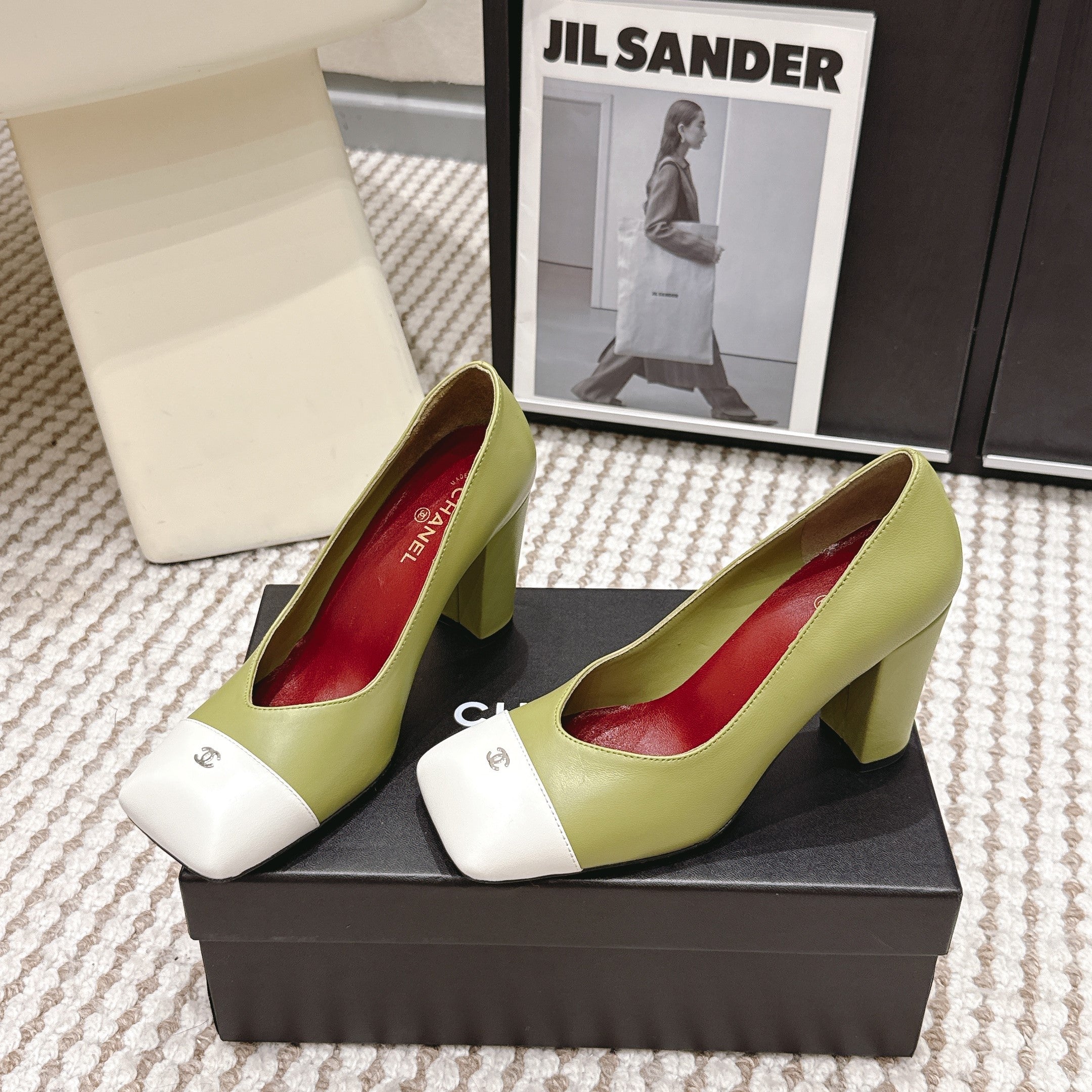 CC 2026 Pump 9cm Green White Lambskin 721426