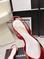 CC 2026 Slingbacks Flat Red White Patent Leather 721432