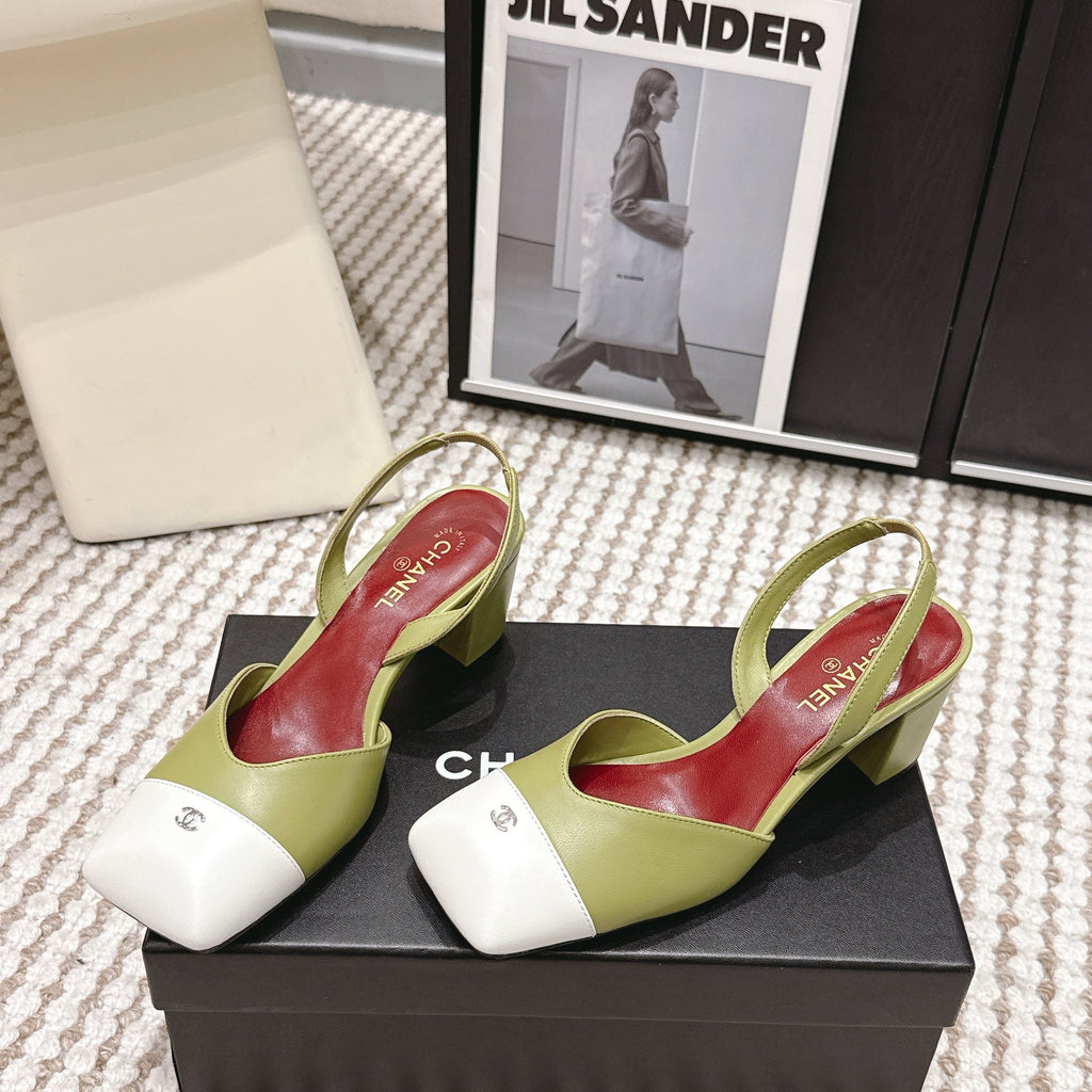 CC 2026 Slingbacks 6cm Green White Lambskin 721437