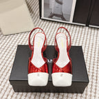 CC 2026 Slingbacks 6cm Red White Patent Leather 721438