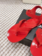 CC Strappy Sandals Red Suede Leather 721498