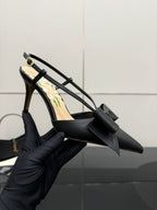 VT Bowow Slingback Pumps 85mm Black Leather
