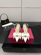 VT Bowow Slingback Pumps 85mm Ivory Leather