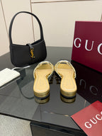 Women's Slide 85mm With Crystal Interlocking G Sliver Leather