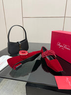 RV Belle Vivier Mary Janes Red Velvet 629887