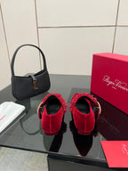 RV Belle Vivier Mary Janes Red Velvet 629887