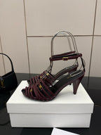 CL Cage Heeled Sandal 9cm Burgundy Calfskin 725648