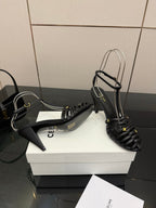 CL Cage Heeled Sandal 9cm Black Calfskin 725650