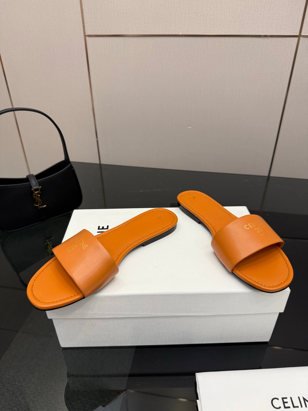 CL Coast Mule Orange Calfskin 725654