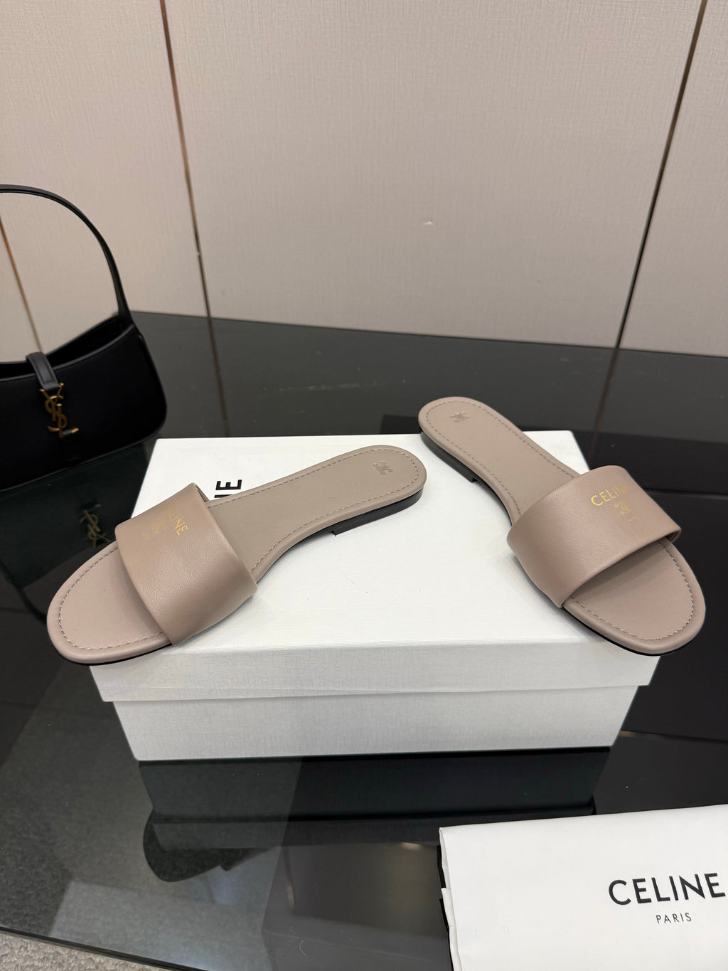 CL Coast Mule Taupe Calfskin 725655