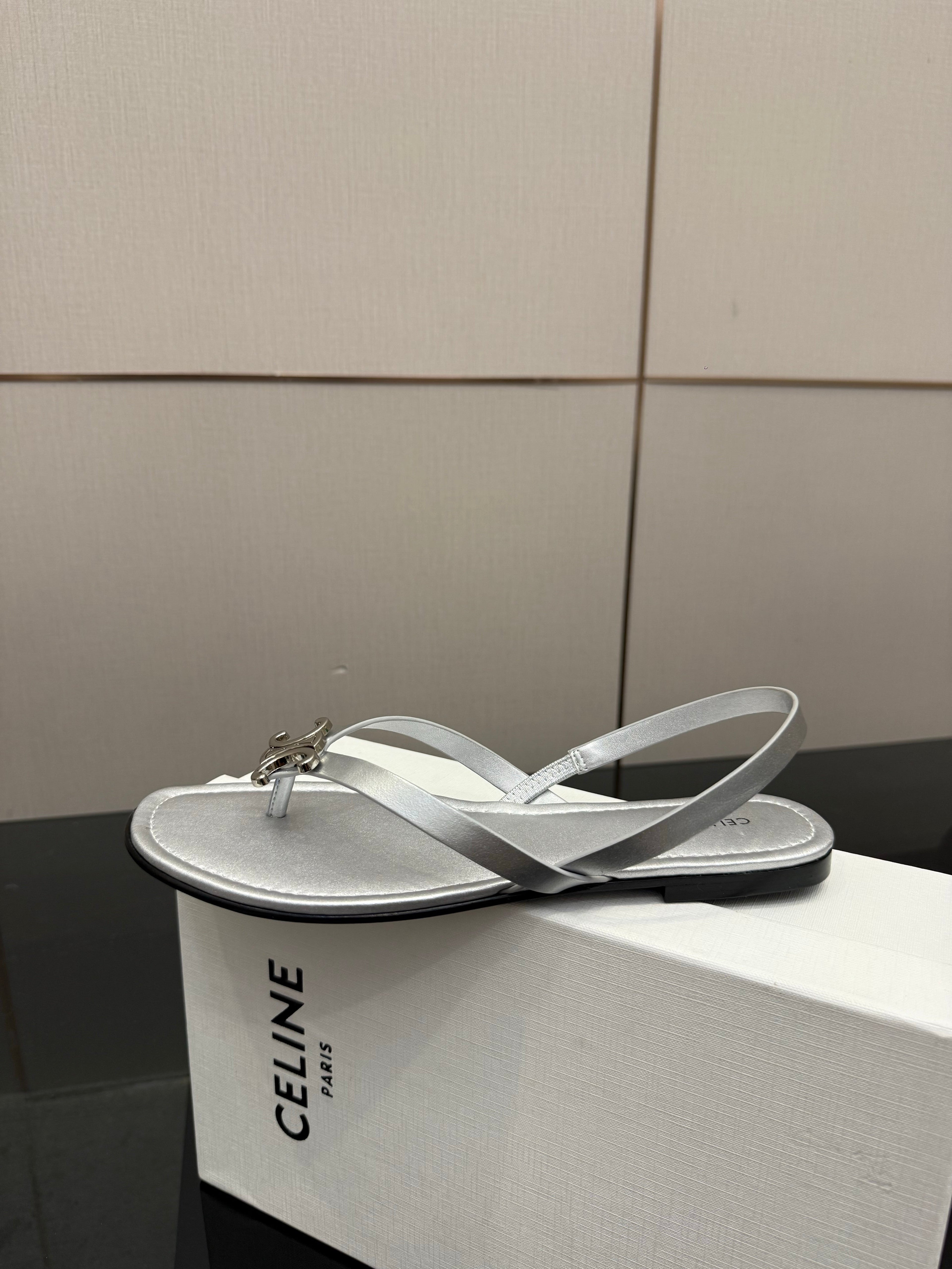 CL Biki Sandal Sliver Calfskin 725674